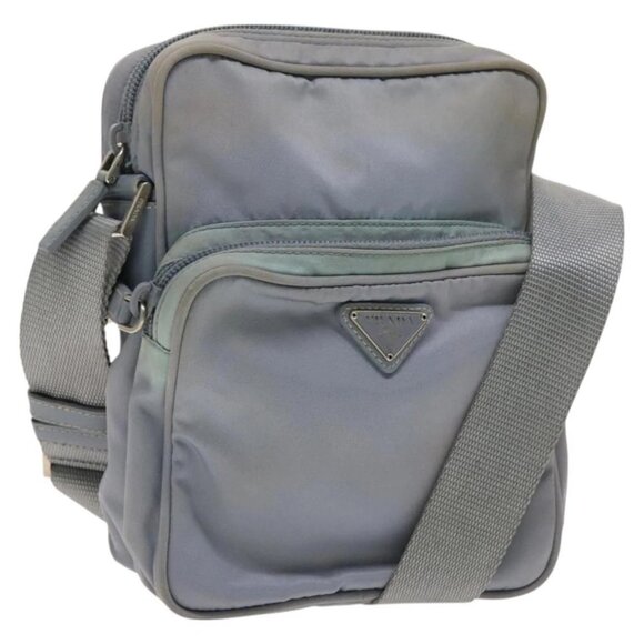 PRADA Shoulder Bag Nylon Light Blue Silver Auth 128446 - Picture 1 of 16